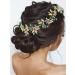 Campsis Rhinestones Bridal Hair Vine for Wedding Gold Flower Crystal Headband Breath Hair Vine Leaf Hair Accessories for Bride Bridesmaid Flower-Leaf Headpieces