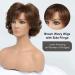 BESTUNG Dark Brown Curly Wavy Ladies Wig with Bangs for Middle-Aged Women - Premium Synthetic Fashion Hair Wig for Women (Dark Brown) - Buy Online on GoSupps.com