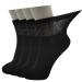 LIN PERFORMANCE Ankle Diabetic Socks for Women and Men Non-Binding Top Cushion Sole Moisture Wicking  4 Pairs (10-13  Black) 4 Pairs of Black Large