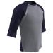 Champro Men's 3/4 Sleeve Extra Innings 3/4 Sleeve Polyester Baseball Shirt L Gray Navy Sleeves