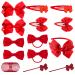 23 Pieces Kids Hair Accessories Set Bow Hair Clip Head Flower Ponytail Elastic Hair Rope Styling Accessories for Girls School Christmas Birthday Party (Red)