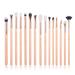 Jessup Makeup Brush Sets 15 Pcs Cosmetic Make Up Brushes Eyeshadow Liner Blender Synthetic Hair Eyes T447 A-Pink / Rosegold