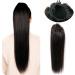 Hair Chignon Long Straight Hair Ponytail with Drawstring Hair Pieces Ponytail Extension Brazilian Real Hair for Black Women Wig Bun Messy Bun Hair Piece (Color : Black Size : 18inches 150g) - Buy Online on GoSupps.com