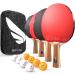 Ermete Ping Pong Paddles Set, 4 Player Table Tennis Paddles Kit, ITTF Approval Rubber Table Tennis Rackets, 8 Ping Pong Balls, Storage Case, Portable Ping Pong Set for Indoor& Outdoor Games 4-Player Set
