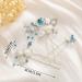 Casdre Blue Rhinestone Hair Pins - Silver Flower Bridal Hair Pieces (Pack of 3) - Buy Online on GoSupps.com