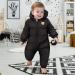 Baby Boys Girls Winter Snowsuit Hooded Romper | Cotton Onesie Jacket | Black 6-9 Months - Buy Online on GoSupps.com