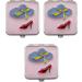 Stephanie Imports Set of 3 Double Sided Magnifying Compact Slim Mirrors (Pastel Pink & Red Rhinestone Heel Square) - Buy Online on GoSupps.com
