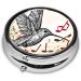 Stylish Round Pill Box with Music Symbol | 3 Compartment Mini Portable Travel Organizer for Vitamins & Tablets - Buy Online on GoSupps.com