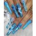 Press on Nail Long Coffin Fake Nails with Novel Design and Jelly Glue Stick On Nails Reusable Wearable Acrylic Nails Full Cover False Nails for Women Girl Nail Art Decoration 24 pcs (Novelty Style 8)