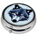 Fierce Wolf Head Round Pill Box - 3 Compartment Portable Organizer for Travel & Purse - Buy Online on GoSupps.com