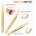 High Precision Lash Tweezers Set - 3 Stainless Steel Eyelash Tweezers for Classic & Volume Lash Extensions - Includes Storage Box - Gold - Buy Online on GoSupps.com