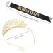 COCIDE Black Gold Birthday Sash & Tiara Set for Girls/Women - Rhinestone Headband & Crown Hair Accessories for Party Decoration & Cake Topper - Buy Online on GoSupps.com