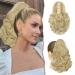 Sofeiyan ponytail extension 28cm Klaue clip in ponytail hair extensions briefly curly corrugated ponytail extensions synthetic hair part for women light blonde mixes bleach evenly