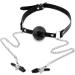 Adjustable Strap Mouth Ball Breathable Mouth Ball Plastic Mouth Plug Breast Clips Non Piercing Clips with Chain and Collar Role Play Cosplay
