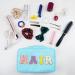 Nylon Waterproof Preppy Makeup Bag - Girls Chenille Letter Portable Travel Organizer for Toiletries and Cosmetics Storage (Blue Hair) - Patches Included - Buy Online on GoSupps.com