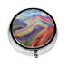 Colorful Mountains Portable Metal Pill Box Round Mini 3-Compartment Plastic Insert hinged Fastening Design Suitable for Small Pills Must-Have for Travel