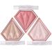 Blushers For Cheeks Make Up Highlighter Blush Shimmer Blusher 3D Diamond Long Lasting Contour Palette Brighten Skin Blendable & Buildable Bronzer Face Make-Up Blush (03+04+05) 03+04+05 24.00 g (Pack of 1)