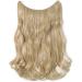 Hair Extensions no Clip Invisible Wire Adjustable Secret Rubber Band Hairpiece Real Natural Synthetic Fibre Hair 20 inch Curly Wavy Ash blonde mix bleach blonde - Buy Online on GoSupps.com