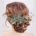Green Hair Comb Wedding Hair Pieces Rhinestone Hair Accessories for Brides Bridesmaid Emerald Green Hair Vine Comb for Women and Girls Prom Party Festival Handmade Hair Clip(Sliver)