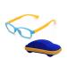 Children's Glasses Frame Without Prescription Clear Lens for Boys & Girls Age 5-12 + Glasses Case Blue