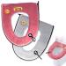 2PCS Warm Plush Toilet Seat Cover Pad with Handle and Zipper Washable and Reusable (Pink+Gray)