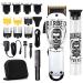 Professional Hair Clippers Cordless Haircut Kit Rechargeable 2000mAh Hair Beard Trimmer Haircut Grooming Kit with 10 Guide Combs & for barber/Men/Father/Husband/Boyfriend White