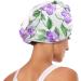 Purple Flowers & Green Leaves Hair Towel 2 Pack | Super Absorbent Quick Dry Turbans for Women & Girls - Buy Online on GoSupps.com