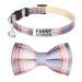 Tagme cats collars with names and telephone number kitten neck band with safety closure and bell plaid navy blue 1 Pack plaid navy blue