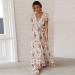 Women's Flower Print Maxi Dress - Casual Summer Vintage Sundress | V-Neck, Short Sleeve, Plus Size - White (X-Large) - Buy Online on GoSupps.com