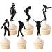 Blumomon 30pcs Jazz Cupcake Toppers Dance Party Cake Decoration Black Glitter Tap Dancers Cupcake Picks Music Dancer Cupcake Picks for Birthday Parties Wedding Party Decorations Disco-4 - Buy Online on GoSupps.com