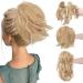 CJL HAIR Claw Clip Short Ponytail Hair Extensions Bendable Metals Messy Bun Hair piece Straight Fake Hairpieces Light Blonde 8 inch