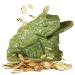 Jade Frog with Coin in Mouth - Jade Money Frog Money Frog Feng Shui with Coin Jade Money Toad Statue Attract Wealth and Good Luck (11 cm)