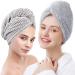 Bamboo hair towel 2 pieces microfiber hair dryer shower turban with buttons super absorbent quick drying hair towels for curly long thick hair winding cloth for women anti-frizz