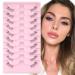 Sixstarhair Half Lashes Wispy Cat Eye False Eyelashes Natural Half Eyelashes With Clear Band 10 Pairs Corner Lashes 3/4 Handmade Transparent Strip Lashes H-W8 Clear Band Half Lashes