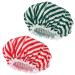 2PCS Large Reusable Shower Cap Waterproof,Double Layers Bathing Hair Bonnet to Keep Hair Dry,Silky Satin ,Soft PEVA Lining