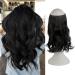 FESHFEN Hair Secrets Extensions Invisible Secret Wire Crown Hair Extensions One Piece Curly Wavy Long Hair Extension Synthetic Hairpieces for Women 14 inch Jet Black