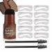 Ahu Eyebrow Stamp Stencil Kit, Long Lasting & Waterproof ?Eyebrow Stamp and Shaping Kit for Perfect Brow, with 10 Reusable Eyebrow Stencil and 2 Spiral Eyebrow Brushes for Women Girl (Dark Brown)
