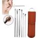 Innovative 6-in-1 Spring Earwax Cleaner Set | Stainless Steel Spiral Design | Reusable Ear Wax Removal Kit - Brown - Buy Online on GoSupps.com