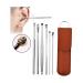 6-in-1 Earwax Removal Kit Innovative Spring Earwax Cleaner Tool Set Reusable Ear Cleaner for Children and Adults Portable Ear Cleaning Kit for Home and Travel with PU Leather Case (Brown)