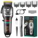 VGR Electric Hair Cipper for Men Professional Crod/Crodless Hair & Beard Trimmer Rechargeable Haircut Barber Clipper LED Display Hair Cutting Kit Black