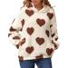 Hanxiulin fleece plush jacket fluffy warm zipper wool jacket ladies sweater fleece sweater basic hooded jacket casual fashion plush jacket oversized warm outdoor winter jacket khaki l