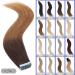 Elailite Tape Extensions - 20 PCS Real Remy Human Hair Adhesive Tapes 35cm #2T6 Dark Brown Ombre to Light Brown - Buy Online on GoSupps.com