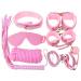 Cute Leather Bondage Sets 8Pcs Bondage Gear Restraint Kits Bed Restraints Straps Blindfolds Bondage Restraints Toys (Pink)