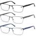 MODFANS 3 Pack Reading Glasses 1.0 for Men - Blue Light Filter Metal Frame Rectangle Style Stainless Steel - +1.00 Color124 - Buy Online on GoSupps.com