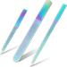 3 Pieces Diamond Nail File Set Metal Sapphire Buffer File Stainless Steel Double Side Nail File Manicure Files Natural Nail Emery Boards for Salon Home and Travel Women Men Rainbow Color