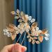 JUSTUSNX Gold/Silver Bride Wedding Headpiece Pearl Hair Pins Accessories Bridal Crystal Flower Hair Pieces for Women and Girls (A) - Buy Online on GoSupps.com