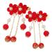FRCOLOR 1 Pair Tassel Antique Style Hair Clip Bow Hair Clips Chinese Tassel Hair Clip Ancient Style Hair Pin Girls Barrettes for Hair Girl Hair Walk Japanese-style Girl Child Red Fabric
