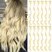 Blonde colored hair extensions clip in for girls 17 inch colorful curly wavy hair extensions for party highlight hair accessories hair parts for children women (12 pcs blonde)
