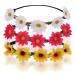 WLLHYF 3 Pieces Daisy Flower Headband Multicolor Flower Crown Floral Garland Headbands Adjustable Elastic Hair Band for Women Girls Lady Festival Wedding Party Washing Face