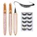 2023 New Self-Adhesive Eyeliner Eyelash Glue Pencil-With 5 Pairs False Eyelashes. Magic Self-Adhesive Long-Lasting Eye Liner Eyelash Glue Pen Liquid Eyeliner Pen Non Magnetic (2PCS)